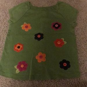 Girls green, flower patterned top